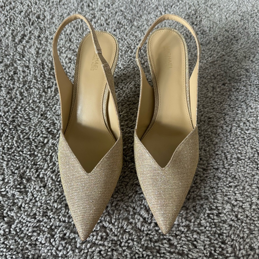 Michael Kors Elegant Gold Slingback Heels - Picture 2 of 4